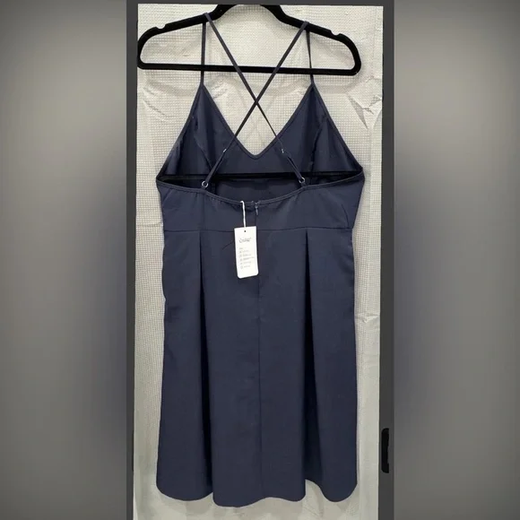 NWT Size 14 XXL Navy Blue Sleeveless v neck Strappy Cocktail Dress Pockets - Picture 3 of 7